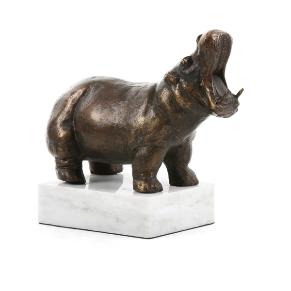 Bronze Figur Nilpferd Feierabendstimmung 6 cm Bronze Hippo Party Evening 